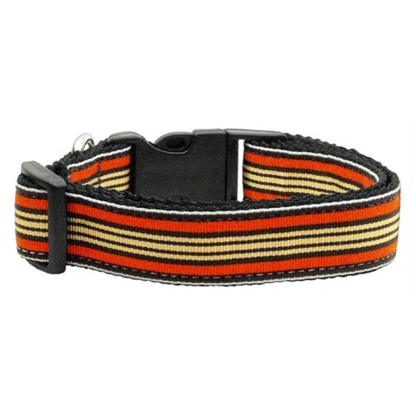 Unconditional Love Preppy Stripes Nylon Ribbon Collars Orange Khaki Large UN805054